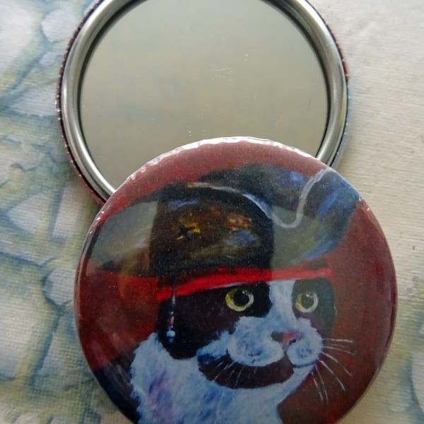 Cat Captain Jack Art 58mm Pocket Mirror Animal Pirate