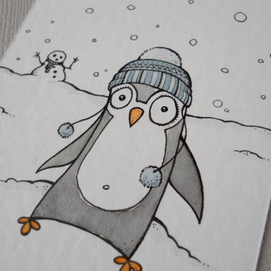 little penguin - original aceo