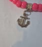 Pink bead bracelet with gold anchor - Image 2