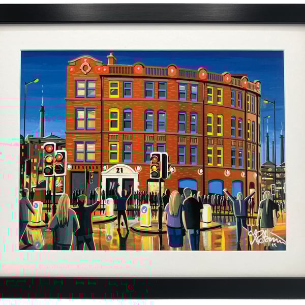 Manchester, Hacienda Nightclub Urban Cityscape Framed Art Print 14" x 11" Frame 