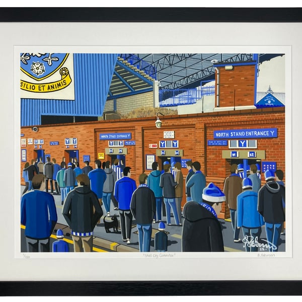 Sheffield Wednesday, Hillsborough. Limited Edition Framed Art Print (20" x 16")