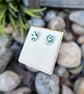 White and Green Oval Stud Earrings - Image 5