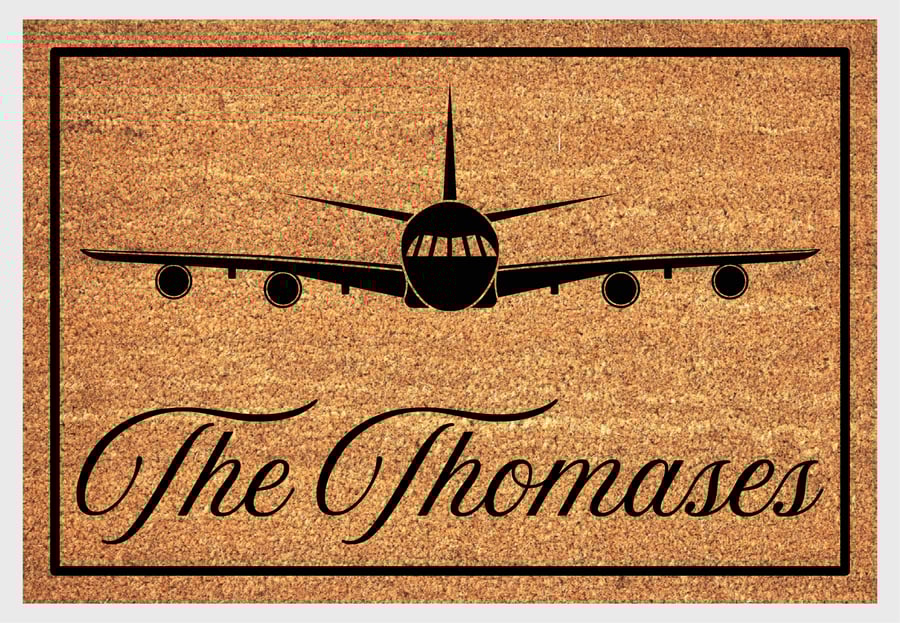 Airplane Door Mat - Personalised Airplane Welcome Mat - 3 Sizes