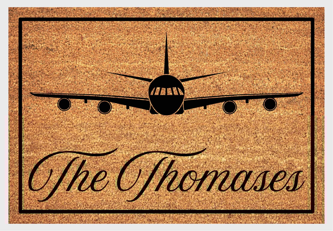 Airplane Door Mat - Personalised Airplane Welcome Mat - 3 Sizes