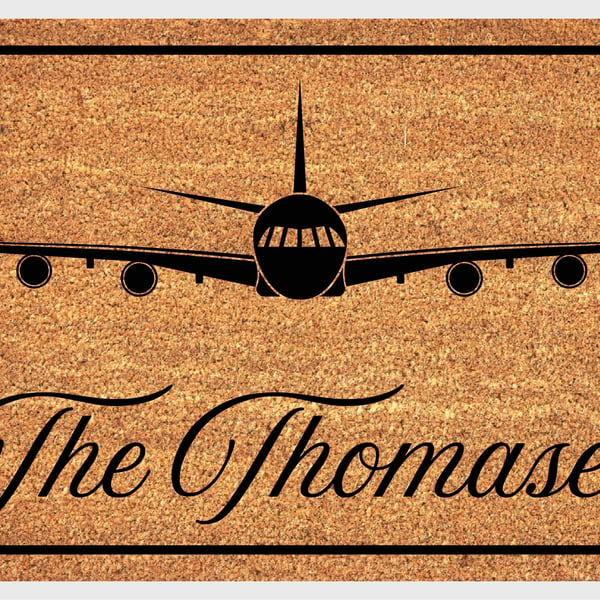 Airplane Door Mat - Personalised Airplane Welcome Mat - 3 Sizes