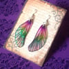 Purple Iridescent Medium Mackintosh Style Fairy Wing Sterling Silver Earrings