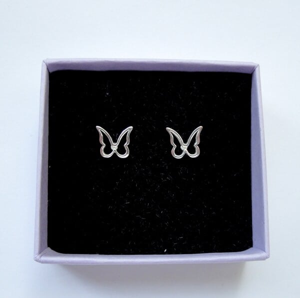 Silver butterfly stud earrings