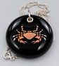 Cancer Fused Glass Pendant with Real Platinum Lustre Symbol