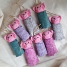 Woolly Pigs in Blankets Hanging Christmas Decorations - Single Lilac