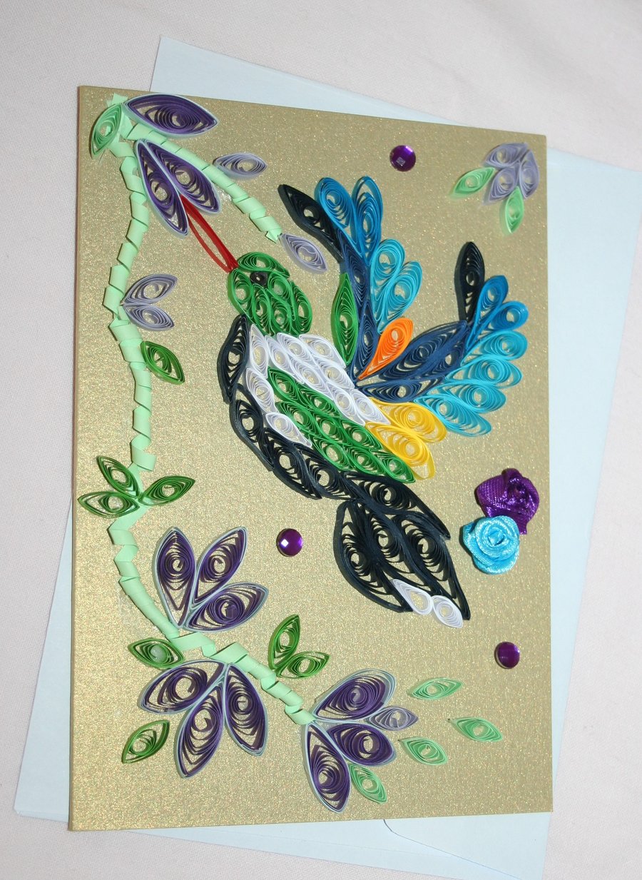 Hummingbird Quilled Card A6