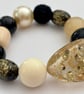 Stunning Gold Black and Cream Statement Bracelet - Image 1