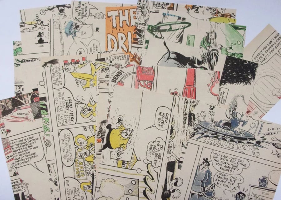 Comic book scrap paper pack: 40 small pieces for craft, scrapbooks, collage