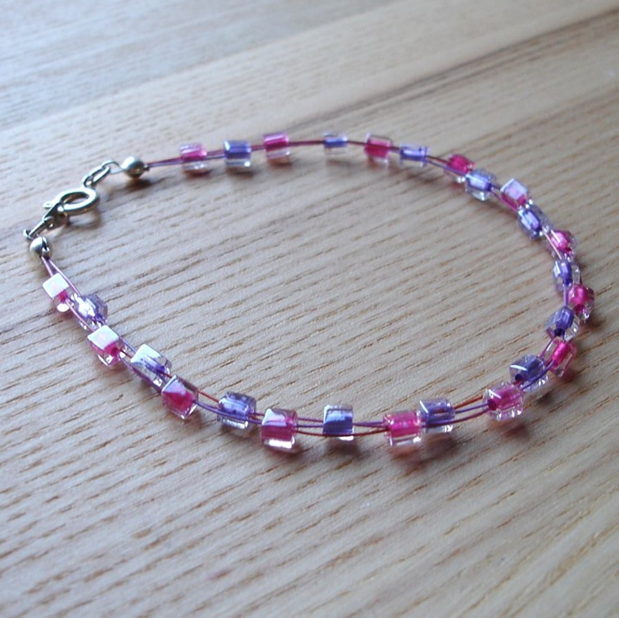 Pink and Purple Floating Bracelet