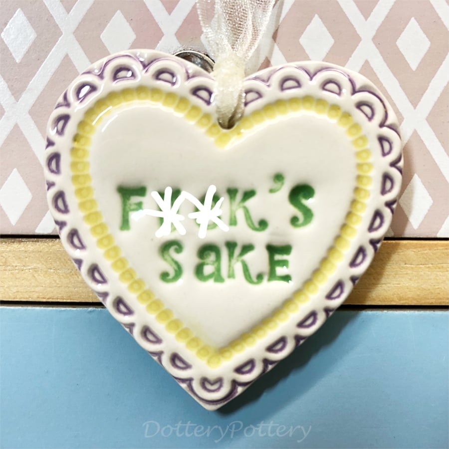 Small Ceramic heart decoration Swear words 