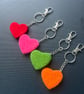 Needle felted heart keyring or bag charm