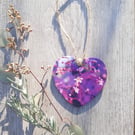 Purple dainty flower hanging heart