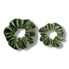 Set of 2 - Apple Green Velvet Scrunchies - Regular & Large