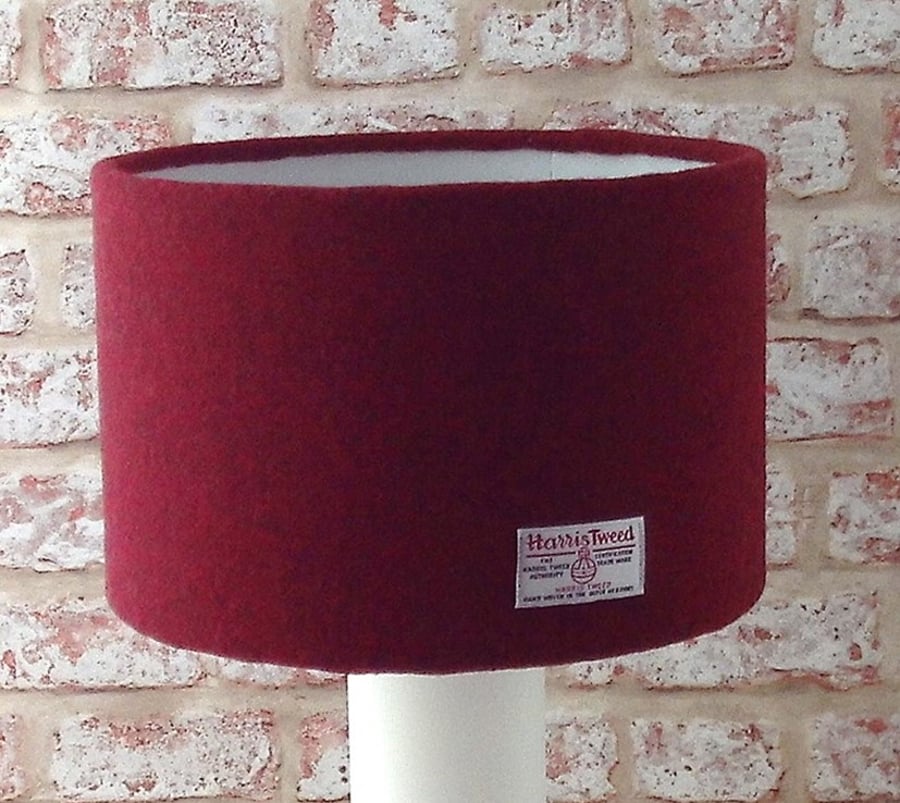 Harris Tweed drum lampshade dark red wool fabric table lamp shade