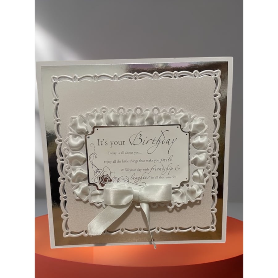 Handmade Birthday Card, ribbon card