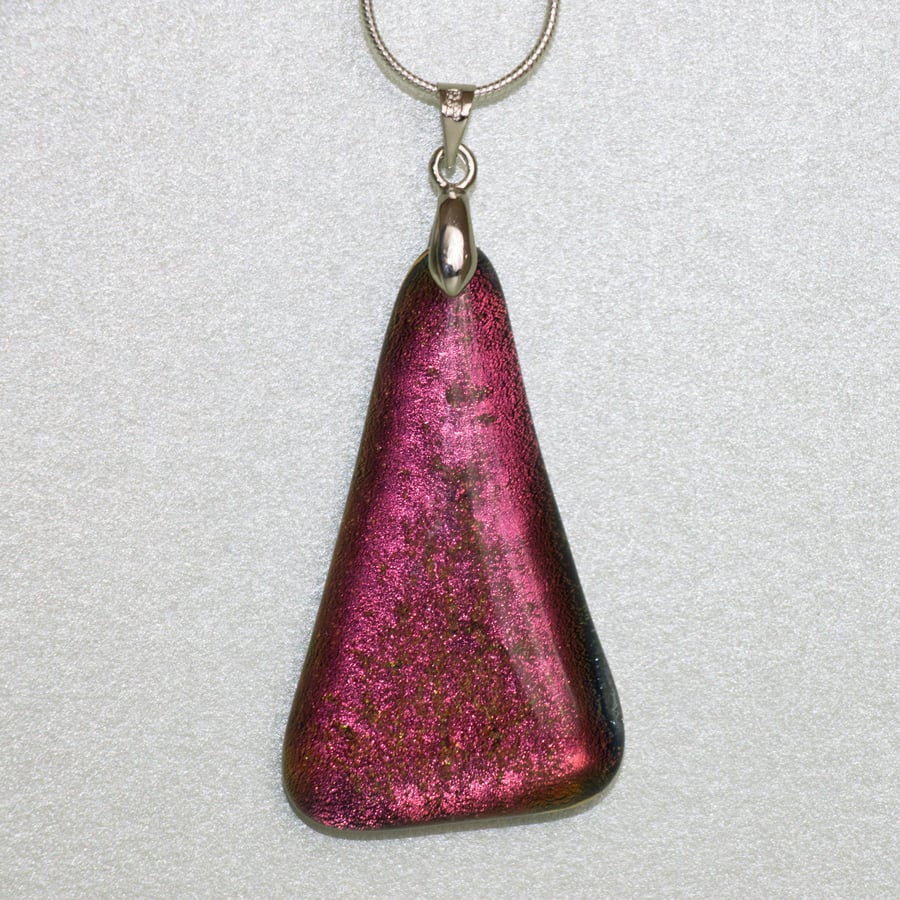 Triangular Red Dichroic Glass Pendant - 1032