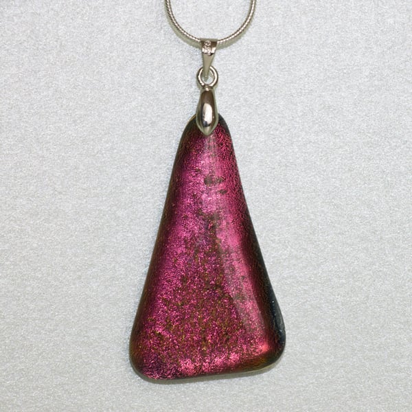 Triangular Red Dichroic Glass Pendant - 1032