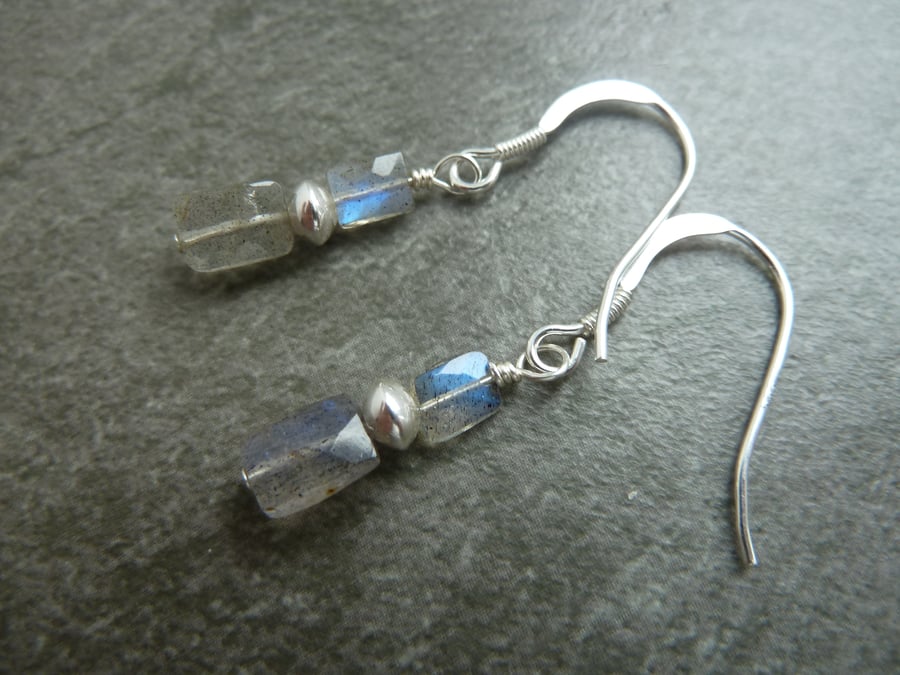sterling silver earrings, labradorite gemstone