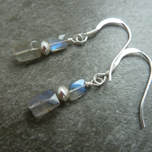 sterling silver earrings, labradorite gemstone