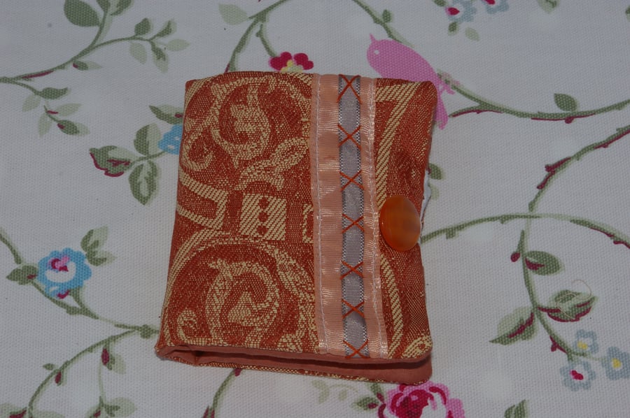 Sewing Needle Case in cream and rustic brown