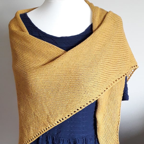 Cotton Shawl, Mustard Wrap, Stole, Cover Up