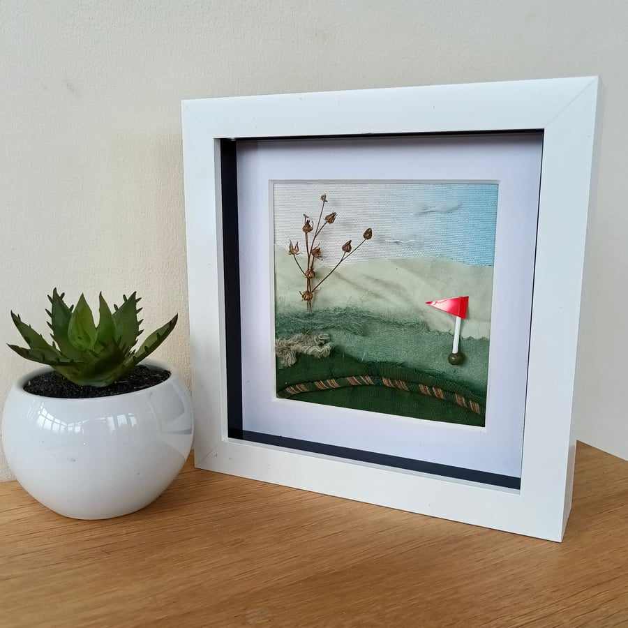 Golf Course Landscape 3D Small Framed Art 6"x 6" Recycled Mterials