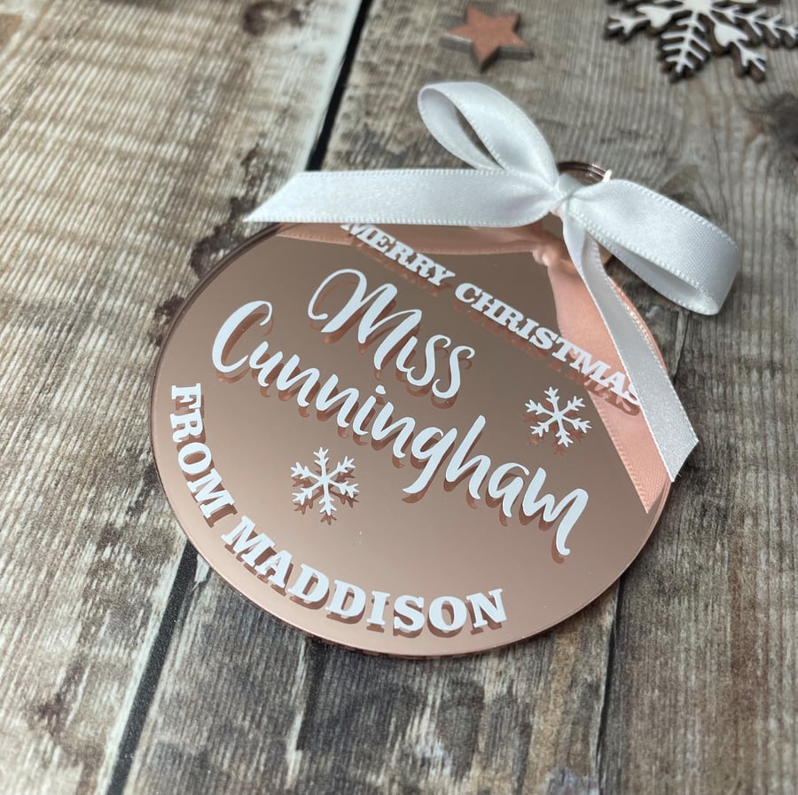 Personalised Teacher Christmas Bauble