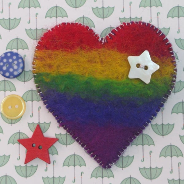 Felted Rainbow Brooch