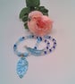 Necklace with Blue and Clear Bicone Beads and a Shell Pendant, Blue Pendant - Image 2