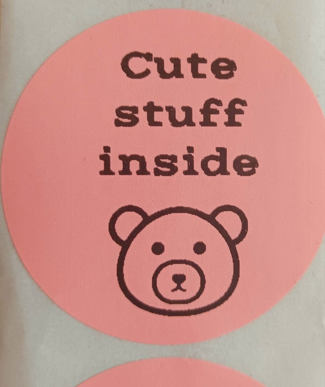 50 'Cute Stuff Inside' Thermal Printed stickers (12P)
