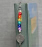 Patterned Metal Bookmark with Rainbow Crackle Glass and Hot Air Balloon Charm