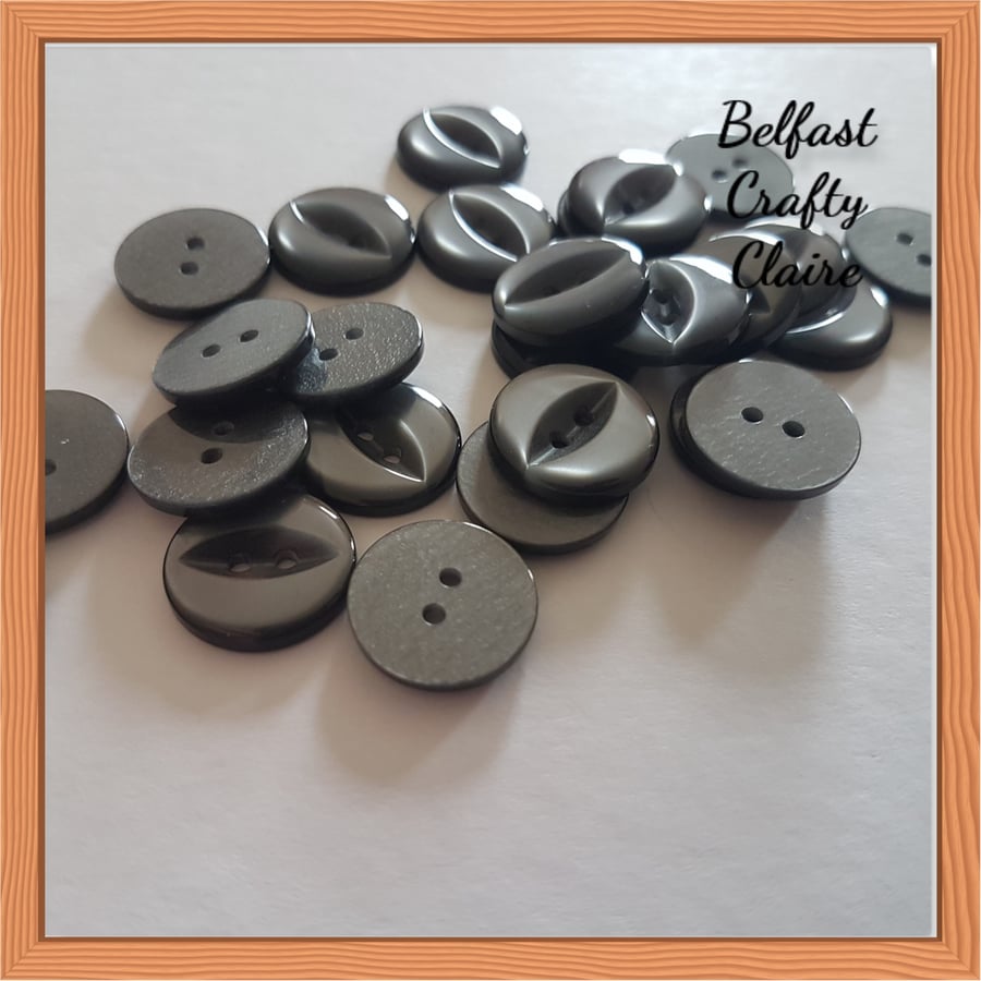 Fish Eye Style - Resin Buttons - GREY - 4 Sizes Available
