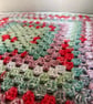 Handmade Crochet Baby Blanket, Sage Green & Red Granny Square Blanket 24" - Image 4