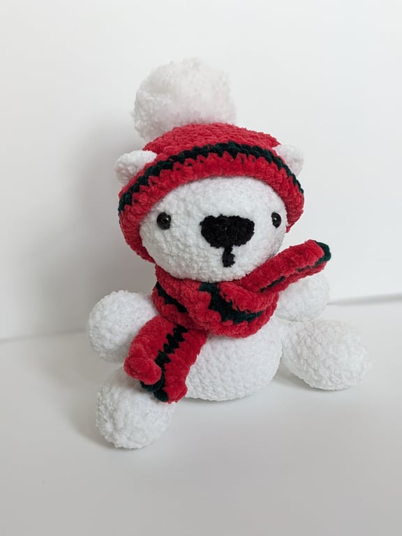 Crochet amigurumi polar bear decoration