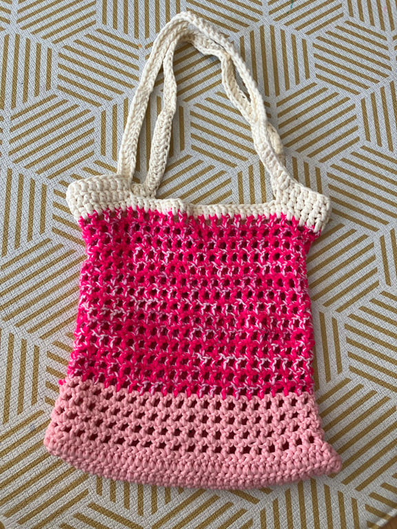 Unique handmade pink crochet bag 