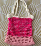 Unique handmade pink crochet bag 
