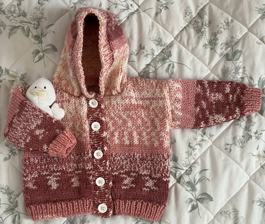 Hand Knitted Baby Hoodie to fit age 3 - 6 months