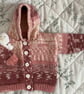 Hand Knitted Baby Hoodie to fit age 3 - 6 months