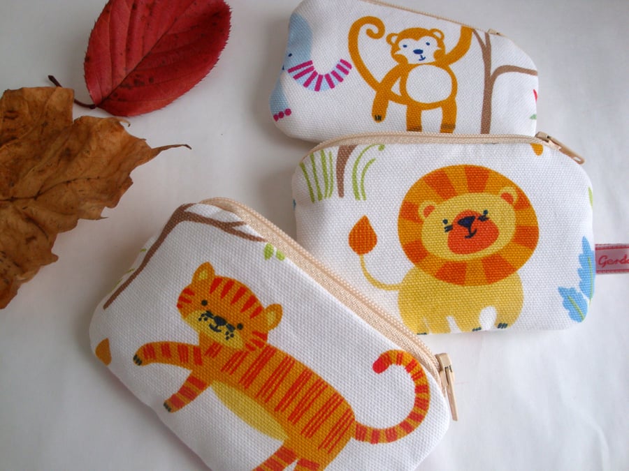 Cotton Kids animal purse  - lion - tiger - monkey purse 