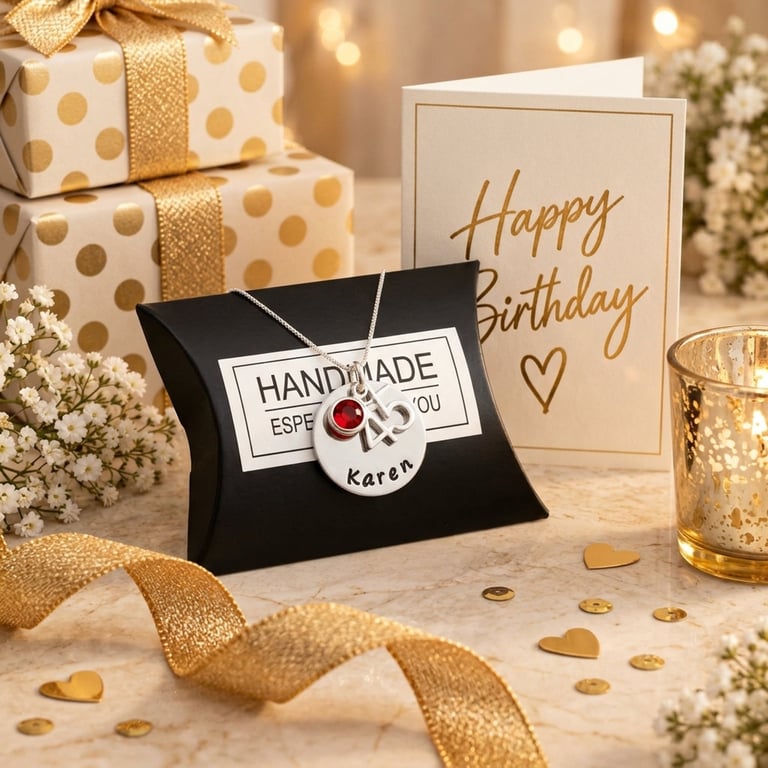 Personalised 45th Birthday Birthstone Necklace - Gift Boxed - Free Delivery