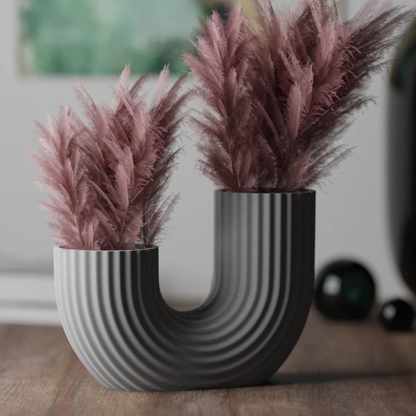 Modern U Shape Vase Minimalist Ribbed Vase Contemporary Home Decor Scandinavian 