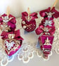 Set od 5 big velvet christmas tree ornaments