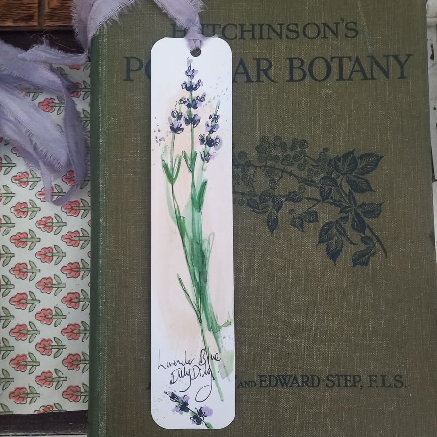 Hand painted  botanical bookmark 'lavender 