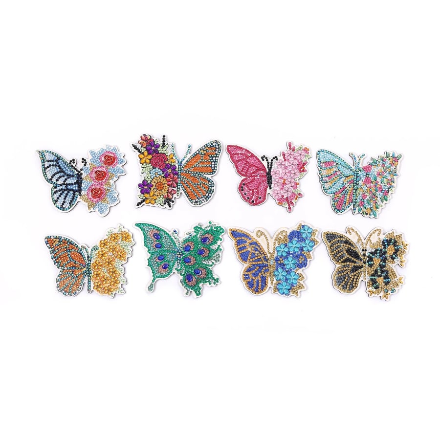 8pcs 5D Diamond Painting Coasters Kit Colourful Floral Butterfly Coasters DIY