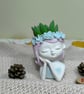 Dreamy girl planter pot with artificial succulent, pastel boho fairy home decor - Image 2