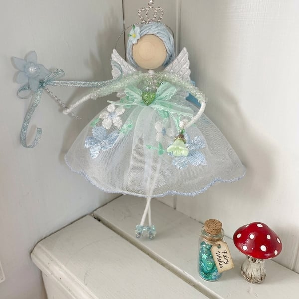 Beautiful handmade flower fairy, children's room decor, gift young girl,